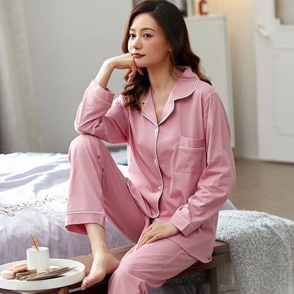 Women 100% Cotton Pajamas Winter Pink Bedroom Sleepwear PJ for Ladies Pijamas Mujer Dormir Home Clothes Pure Cotton Pyjama Femme